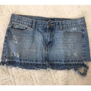 Lilu Denim Distressed Jean Short Mini Skirt